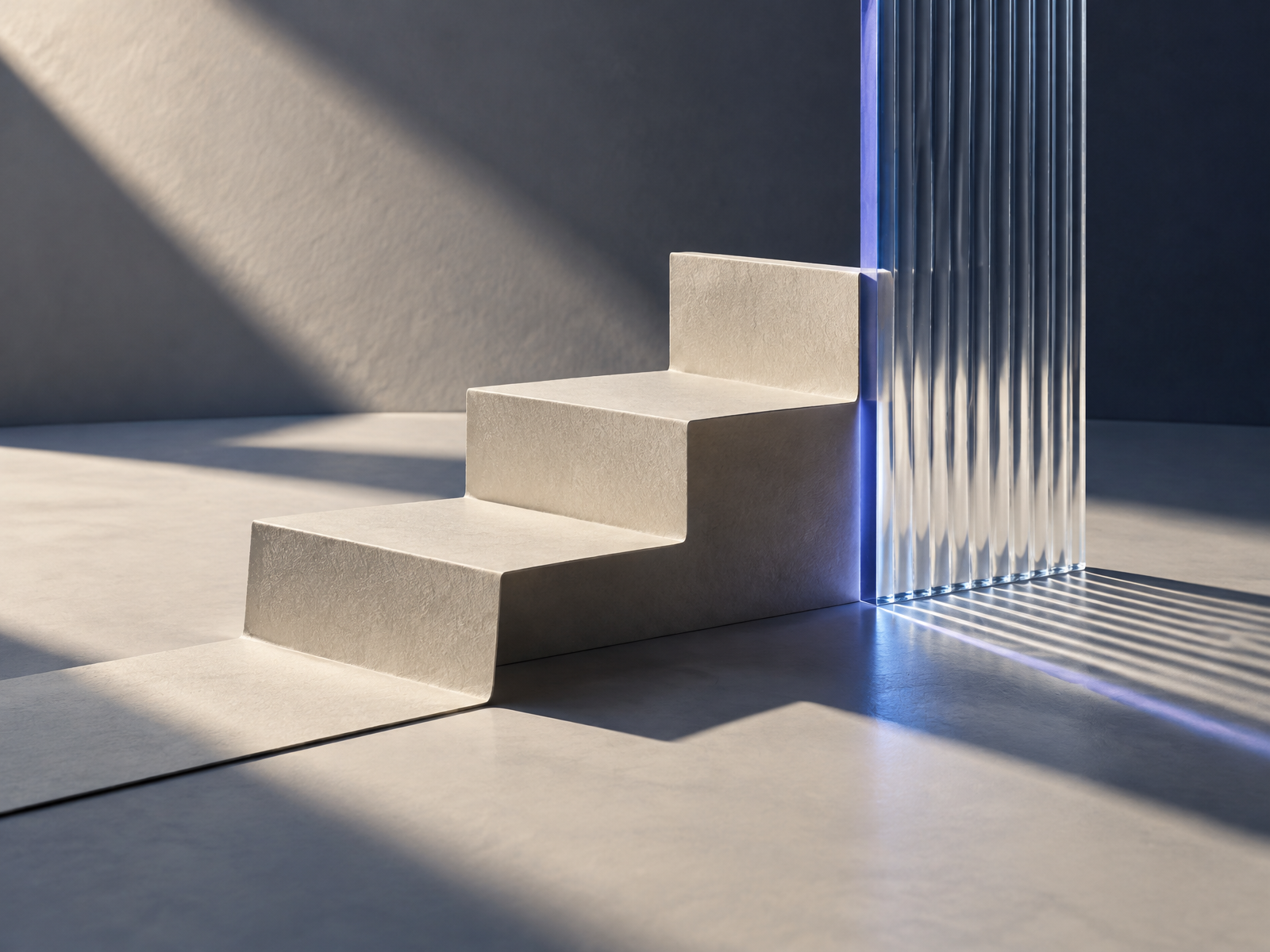 Folded sculptural paper catching soft light — one step at a time, from Working Notes